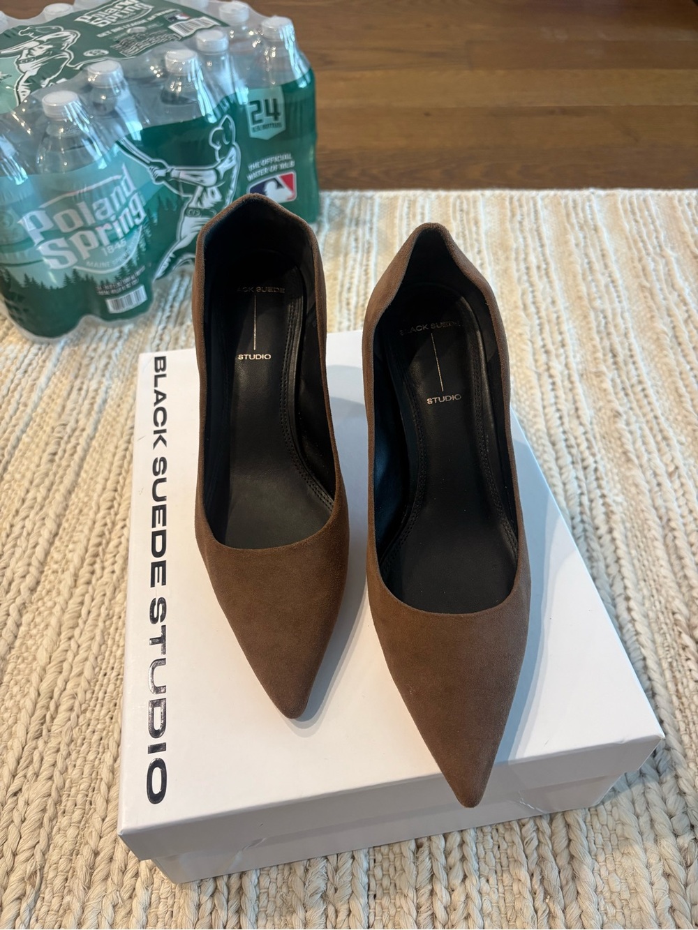 Black Suede Studio Brown Pointed Suede Pumps - Classic Heels